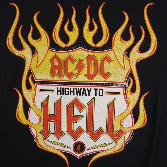 AC/DC Highway To Hell T-Shirt Men's 2XL Black Flames Graphic Rock Band Tee - Picture 2 of 7